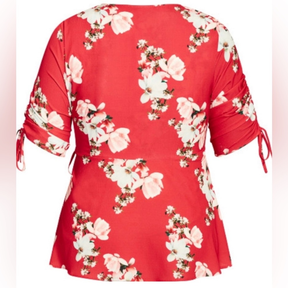 City Chic Lady Ascot Floral Wrap Top NWT plus S 16W - Picture 3 of 6